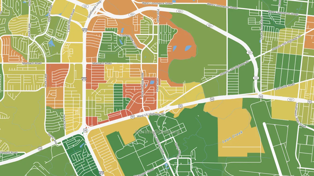 Cable-Westwood, San Antonio, TX Map of Drug-Related Crime Rates