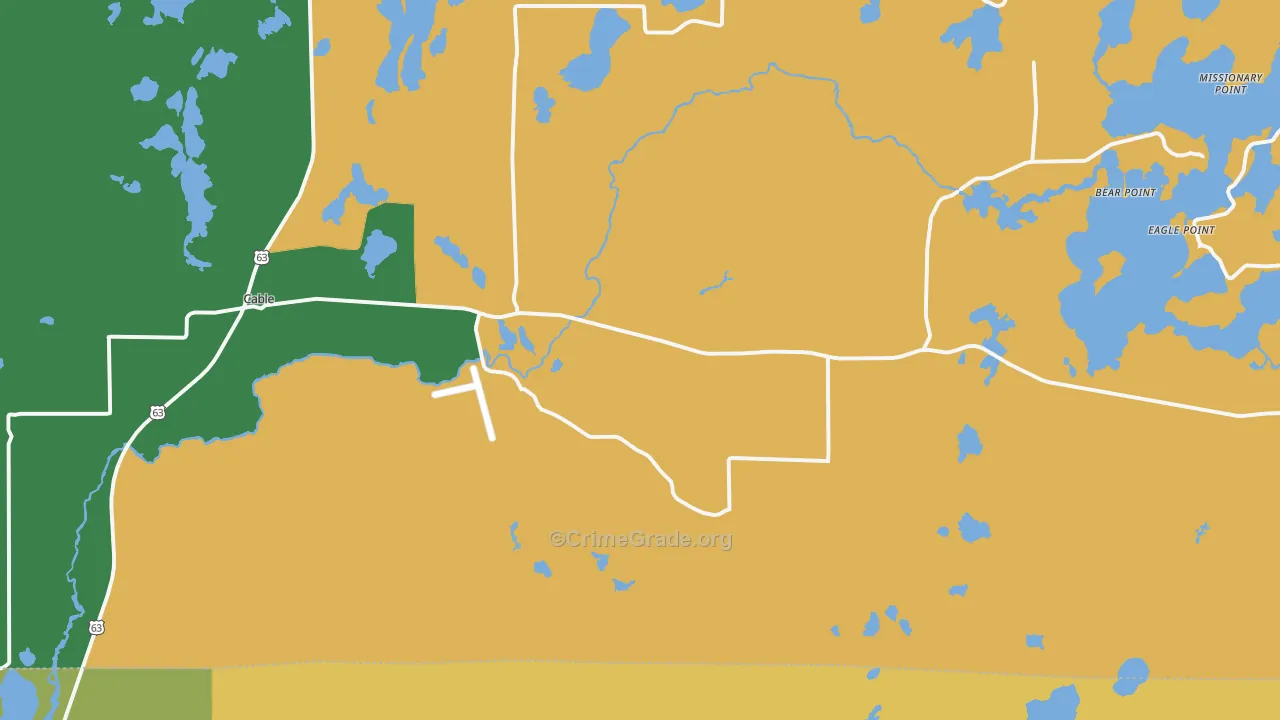 Cable, WI Map of Drug-Related Crime Rates