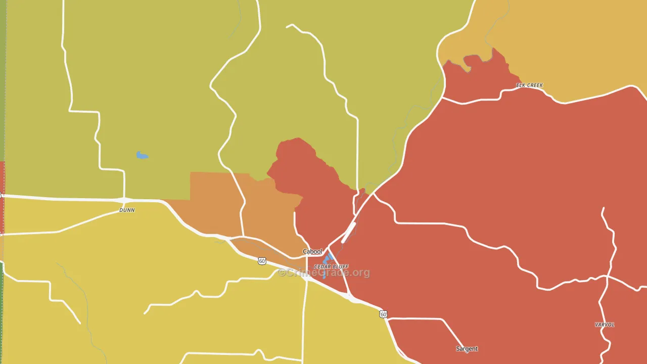 Cabool, MO Map of Drug-Related Crime Rates