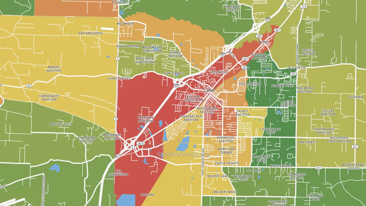 Cabot, AR Map of Drug-Related Crime Rates