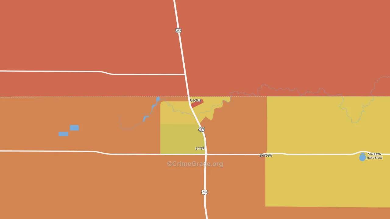 Cactus, TX Map of Drug-Related Crime Rates