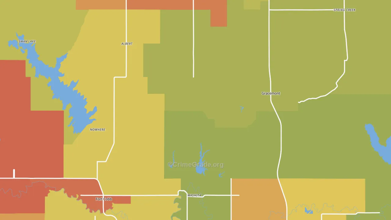 Caddo County, OK Map of Drug-Related Crime Rates