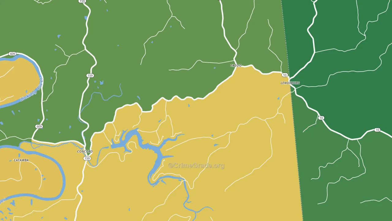 Caddo, KY Map of Drug-Related Crime Rates