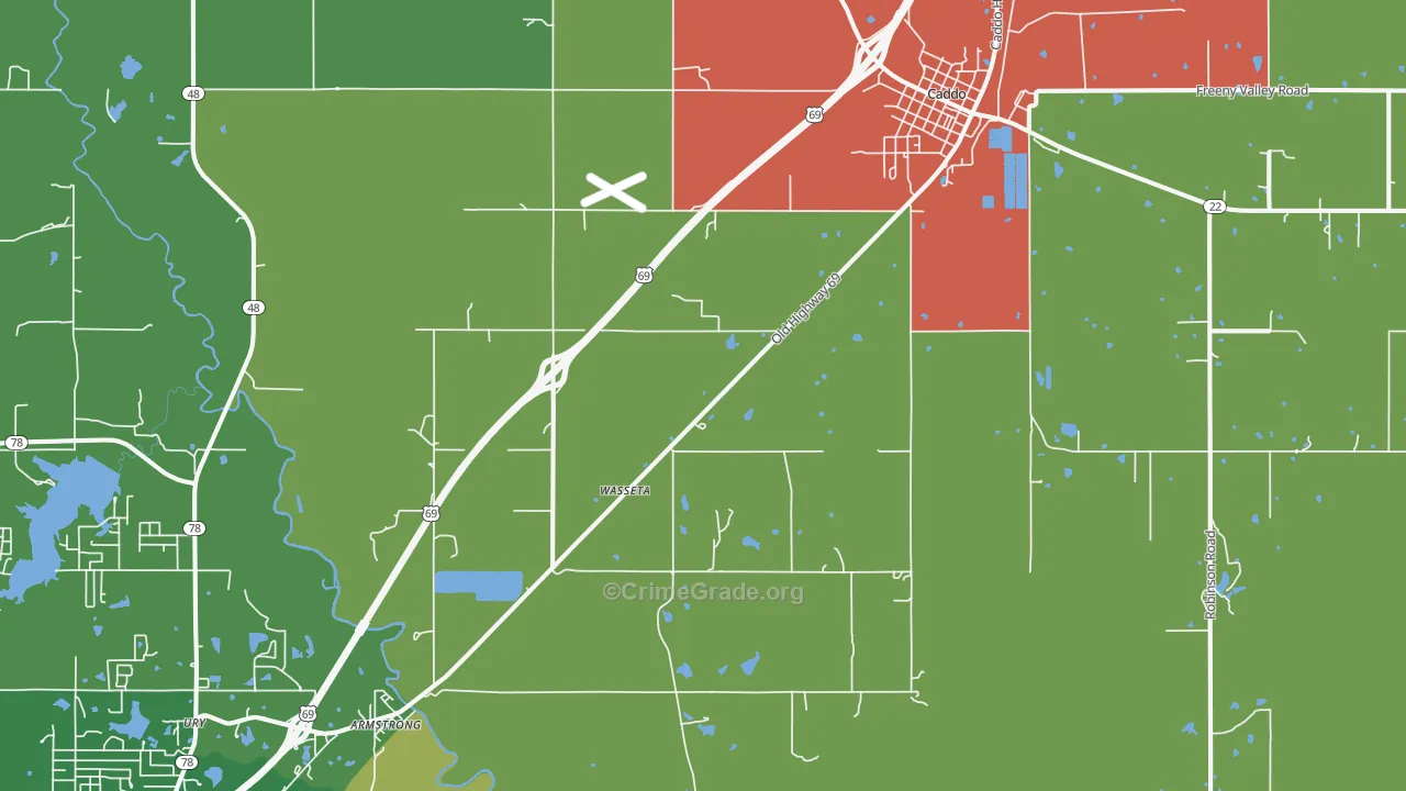 Caddo, OK Map of Drug-Related Crime Rates