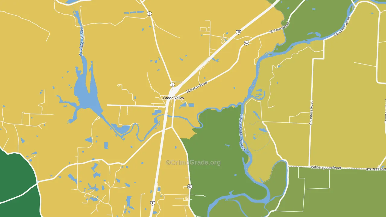 Caddo Valley, AR Map of Drug-Related Crime Rates