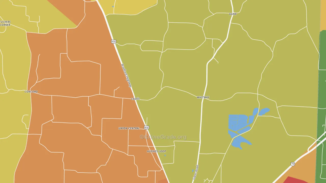 Cades, TN Map of Drug-Related Crime Rates