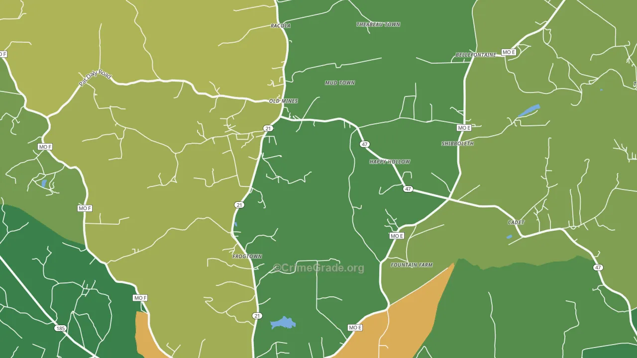 Cadet, MO Map of Drug-Related Crime Rates