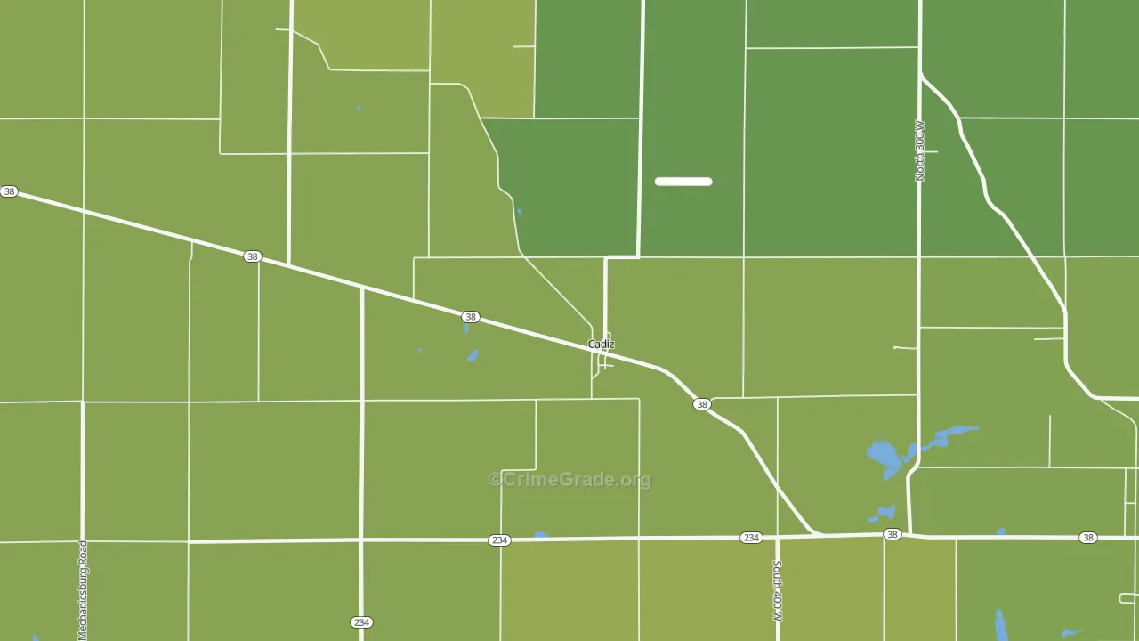 Cadiz, IN Map of Drug-Related Crime Rates