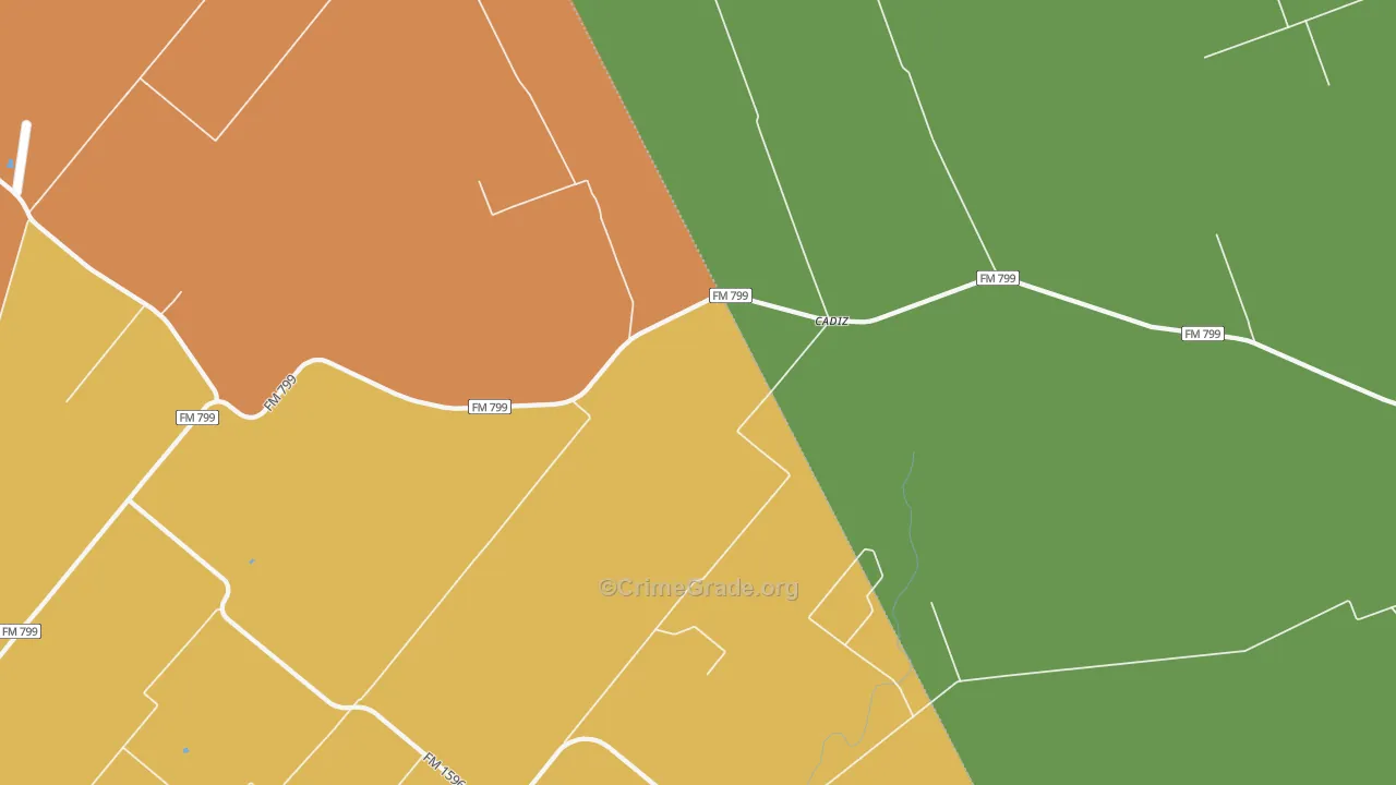 Cadiz, TX Map of Drug-Related Crime Rates