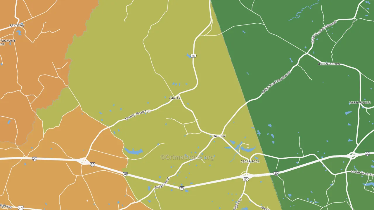 Cadley, GA Map of Drug-Related Crime Rates