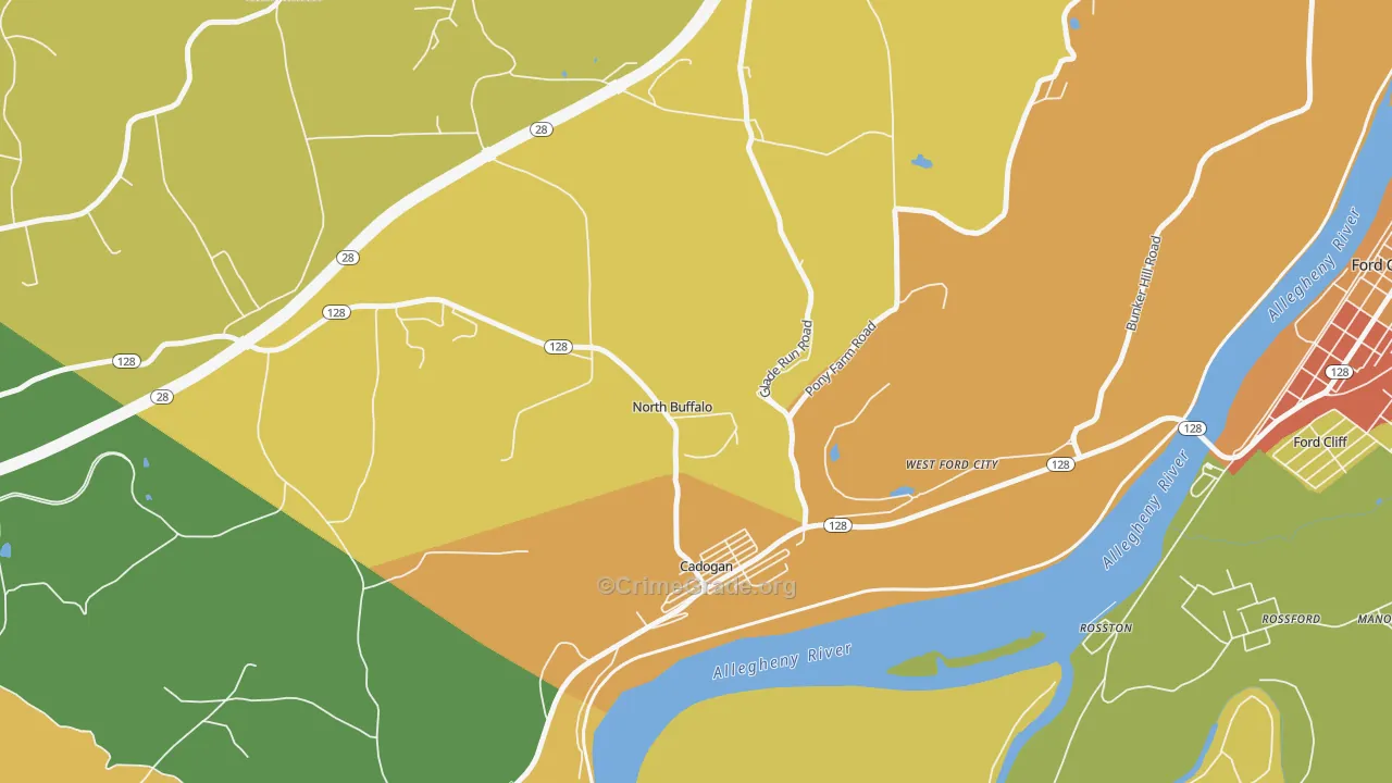 Cadogan, PA Map of Drug-Related Crime Rates