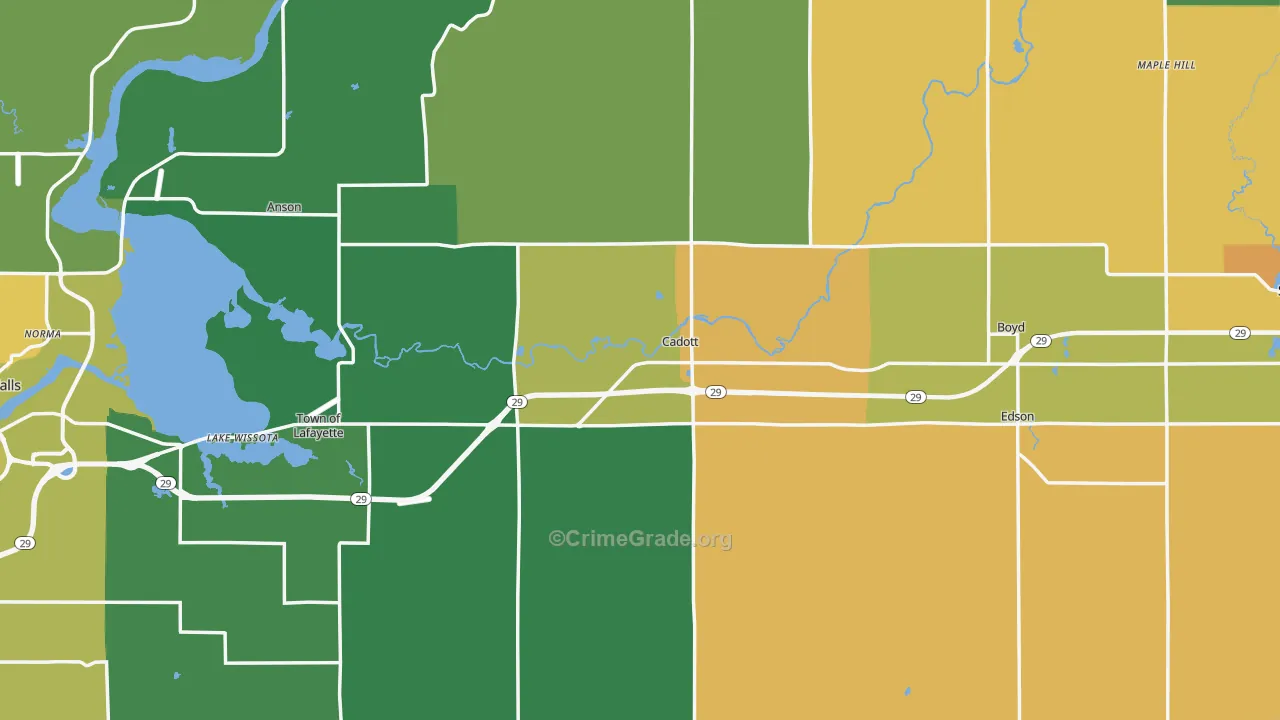 Cadott, WI Map of Drug-Related Crime Rates