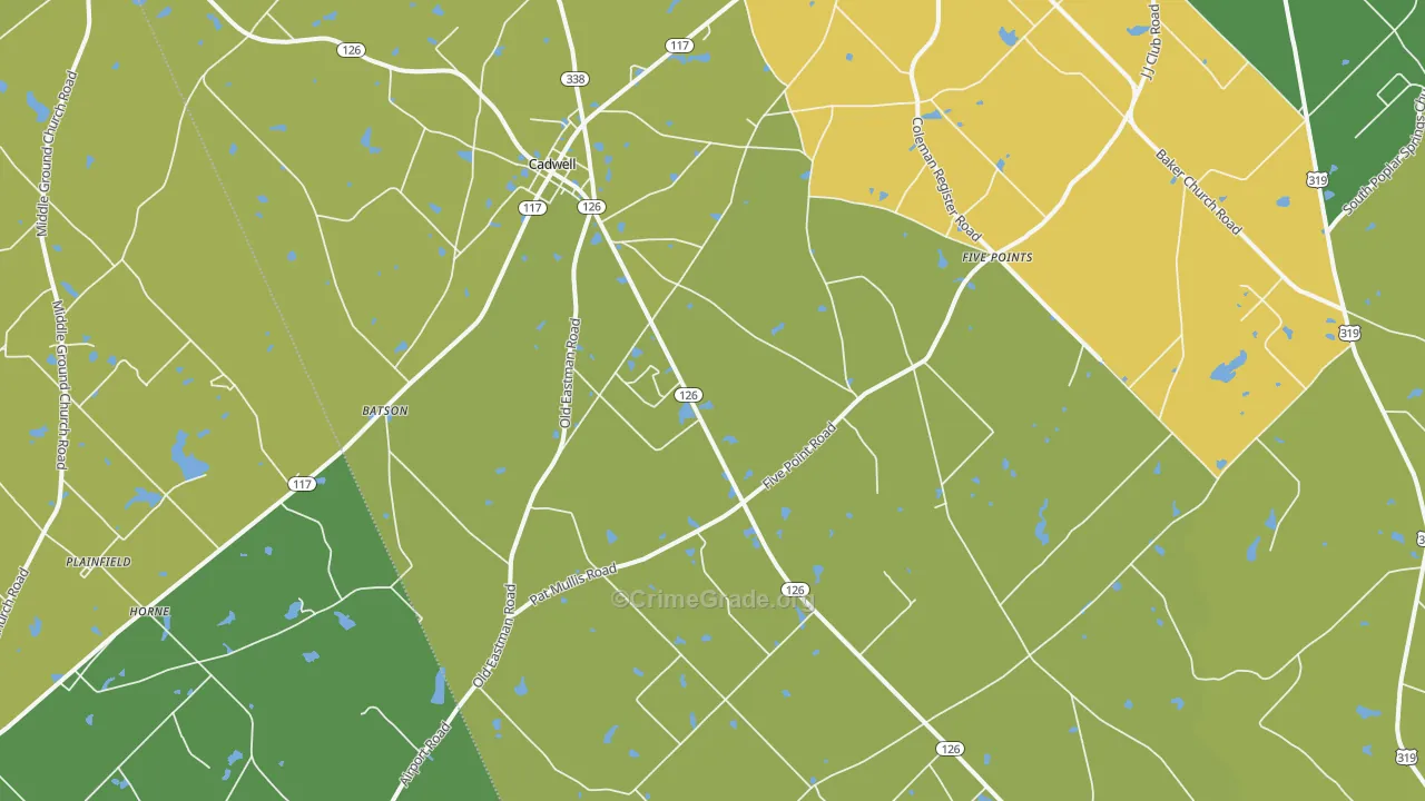 Cadwell, GA Map of Drug-Related Crime Rates