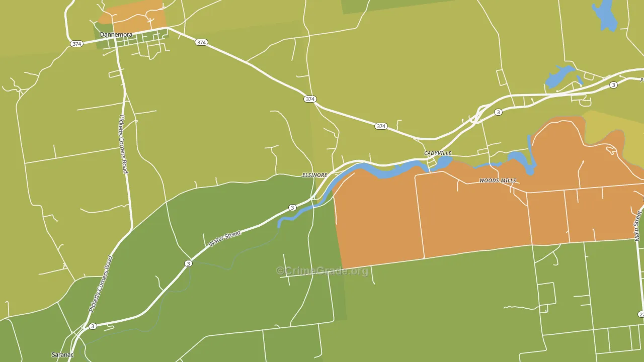 Cadyville, NY Map of Drug-Related Crime Rates