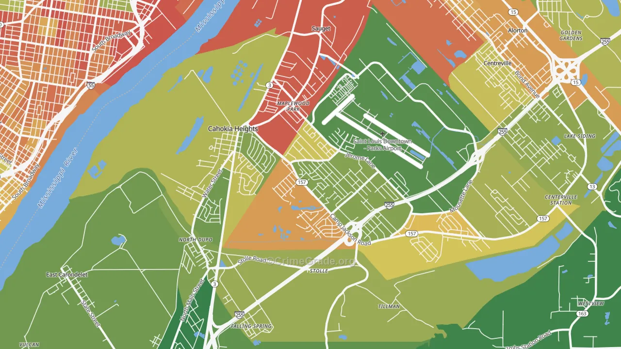 Cahokia, IL Map of Drug-Related Crime Rates