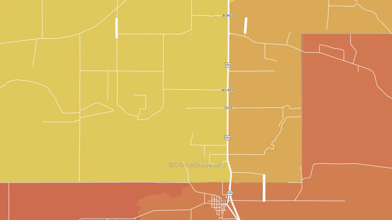 Caile, MS Map of Drug-Related Crime Rates