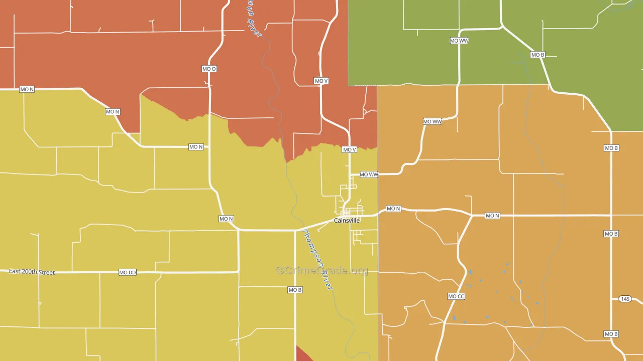 Cainsville, MO Map of Drug-Related Crime Rates