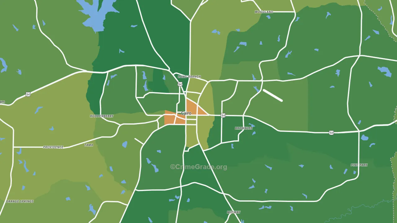 Cairo, GA Map of Drug-Related Crime Rates
