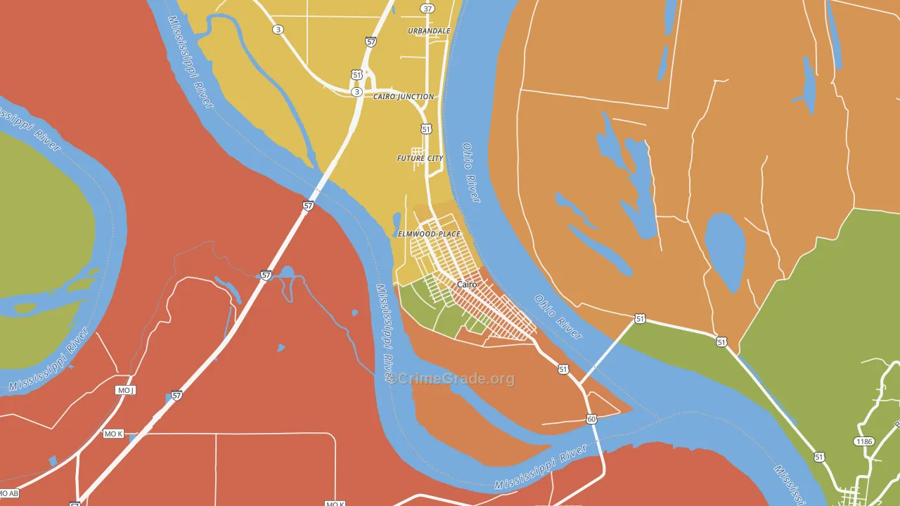 Cairo, IL Map of Drug-Related Crime Rates