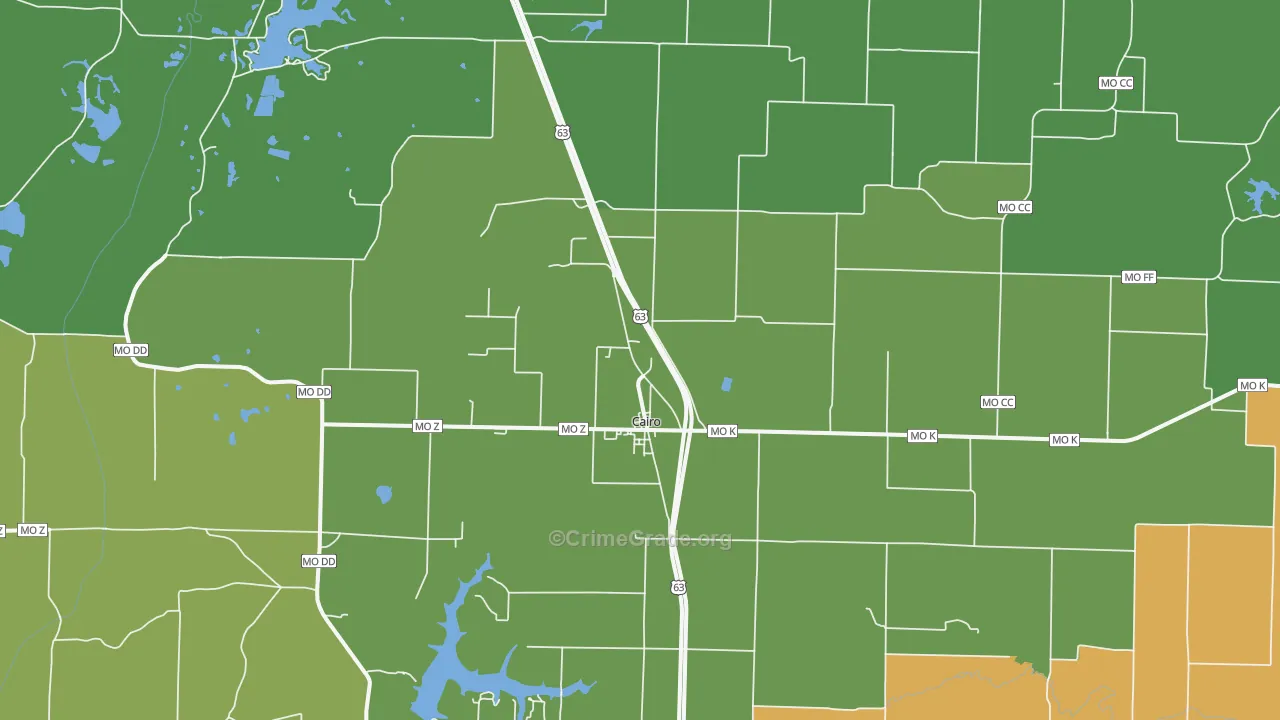 Cairo, MO Map of Drug-Related Crime Rates