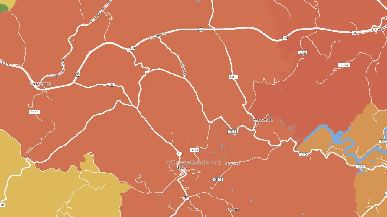Cairo, WV Map of Drug-Related Crime Rates