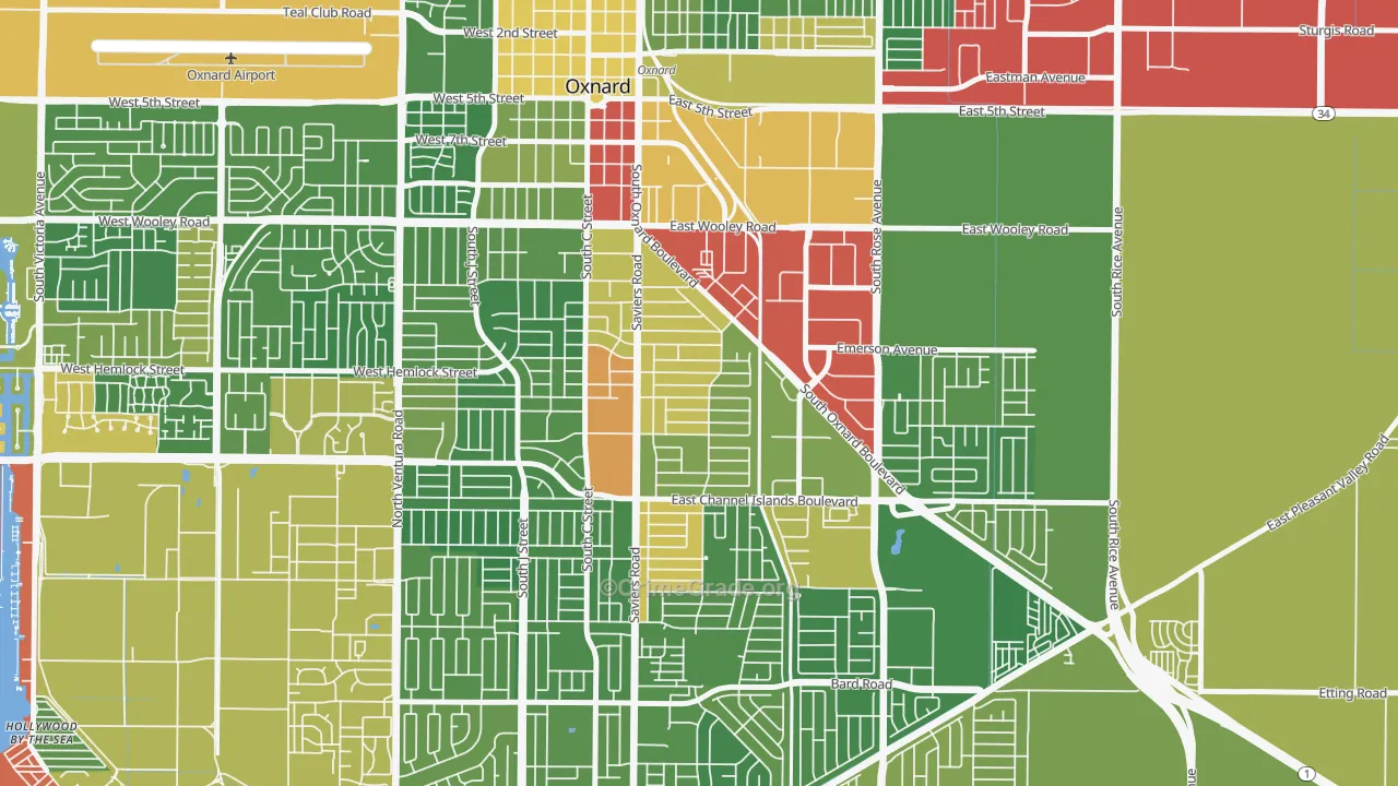 Cal-Gisler, Oxnard, CA Map of Drug-Related Crime Rates