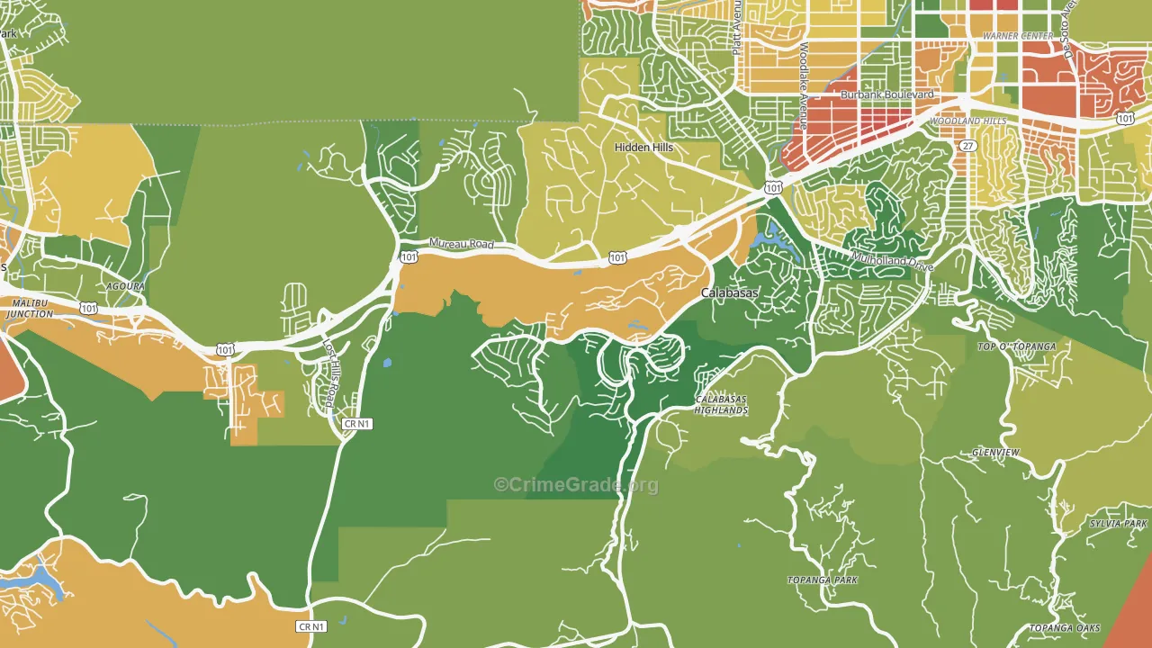 Calabasas, CA Map of Drug-Related Crime Rates