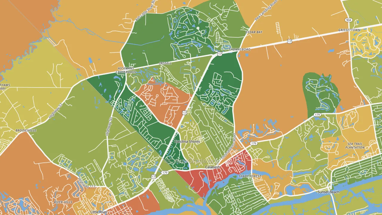Calabash, NC Map of Drug-Related Crime Rates