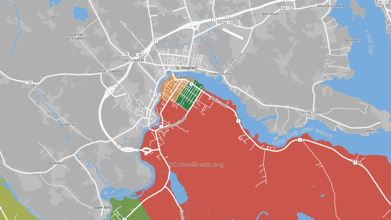 Calais, ME Map of Drug-Related Crime Rates