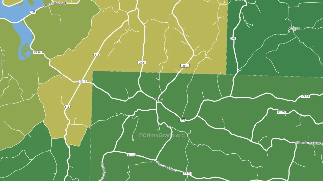 Calais, OH Map of Drug-Related Crime Rates