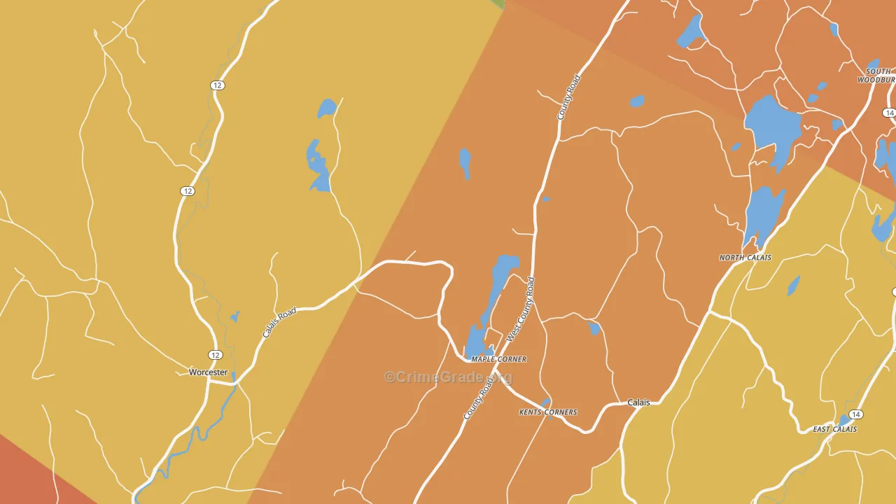 Calais, VT Map of Drug-Related Crime Rates