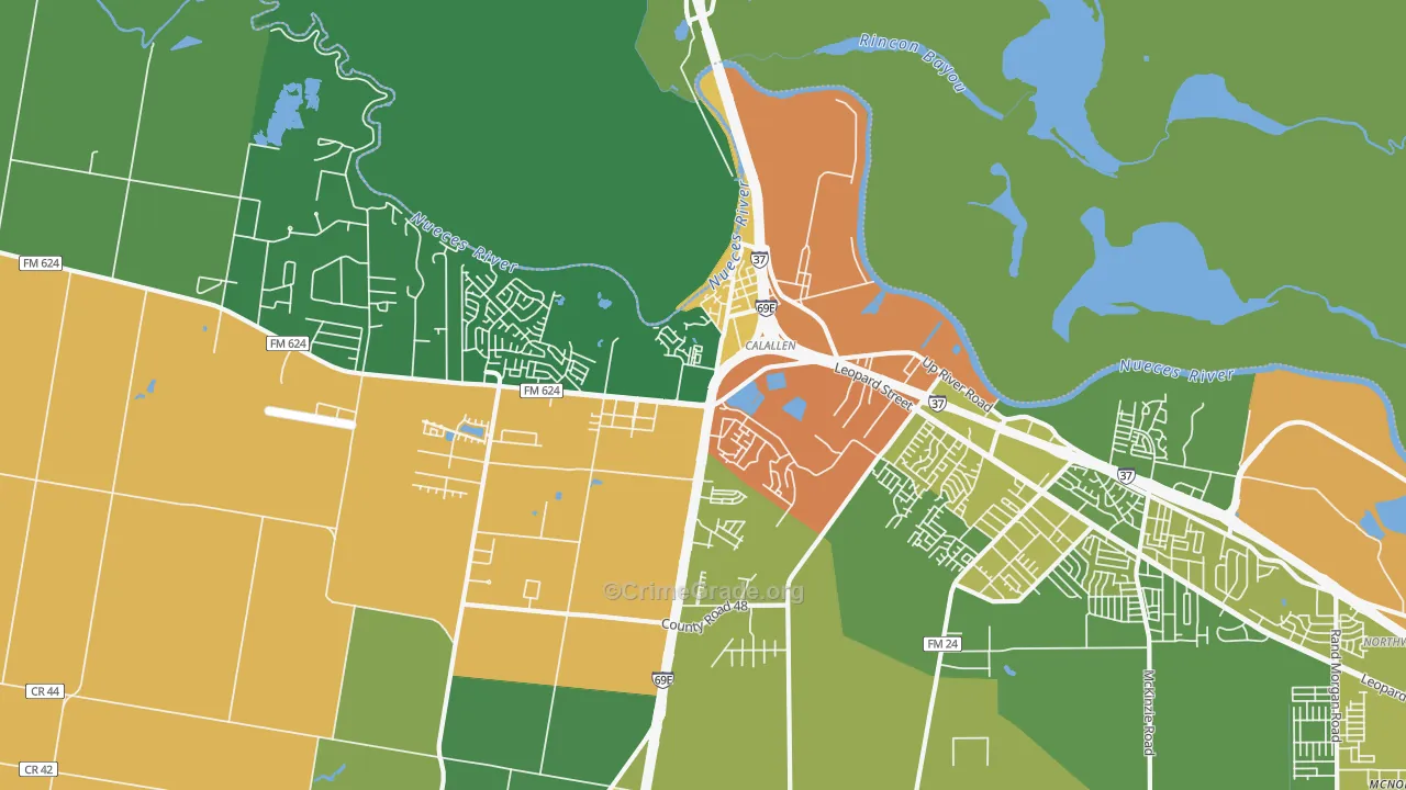 Calallen, Corpus Christi, TX Map of Drug-Related Crime Rates