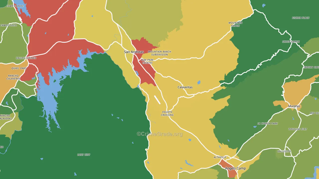 Calaveras County, CA Map of Drug-Related Crime Rates