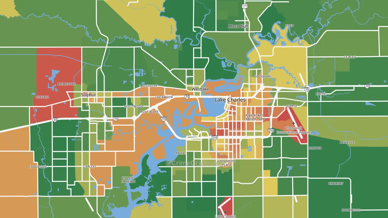 Calcasieu Parish, LA Map of Drug-Related Crime Rates
