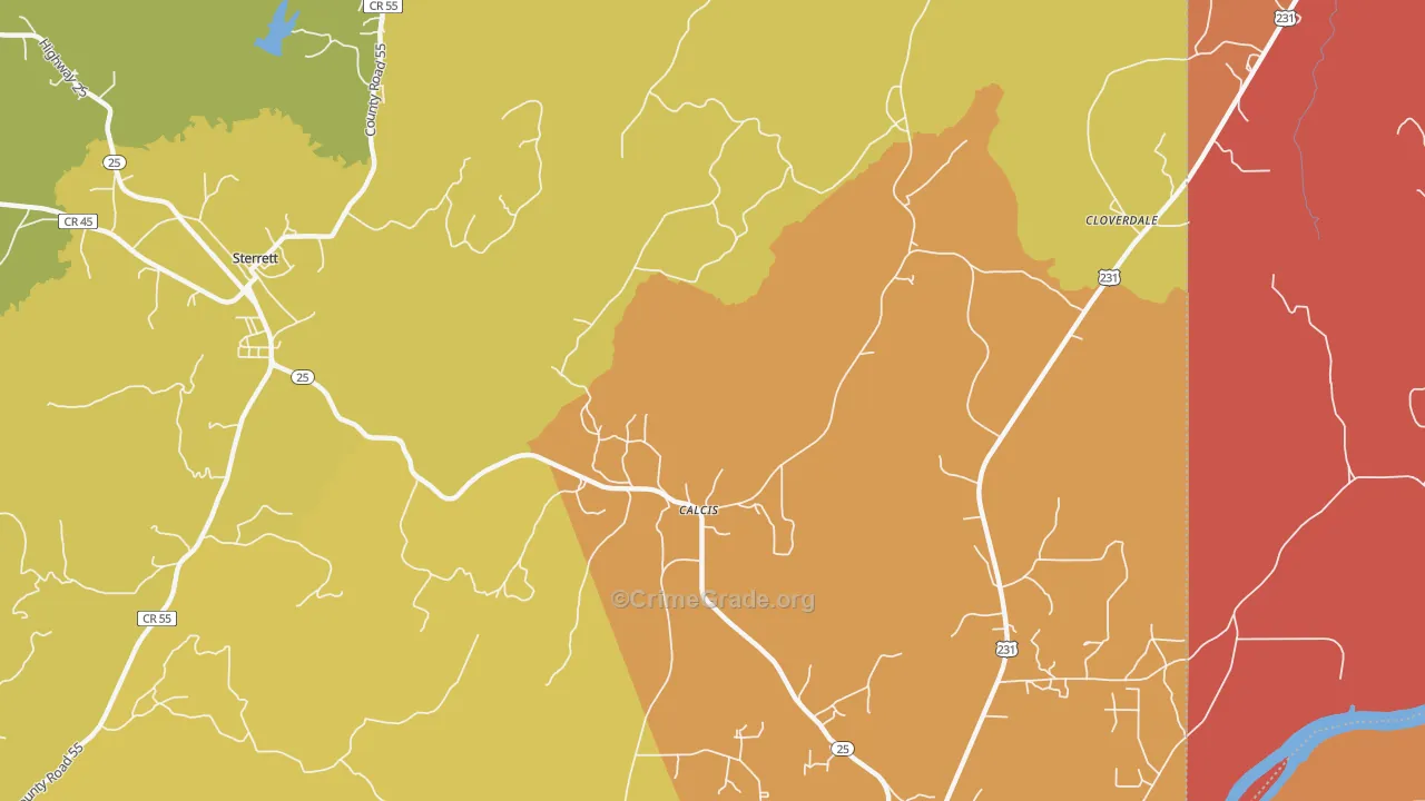 Calcis, AL Map of Drug-Related Crime Rates