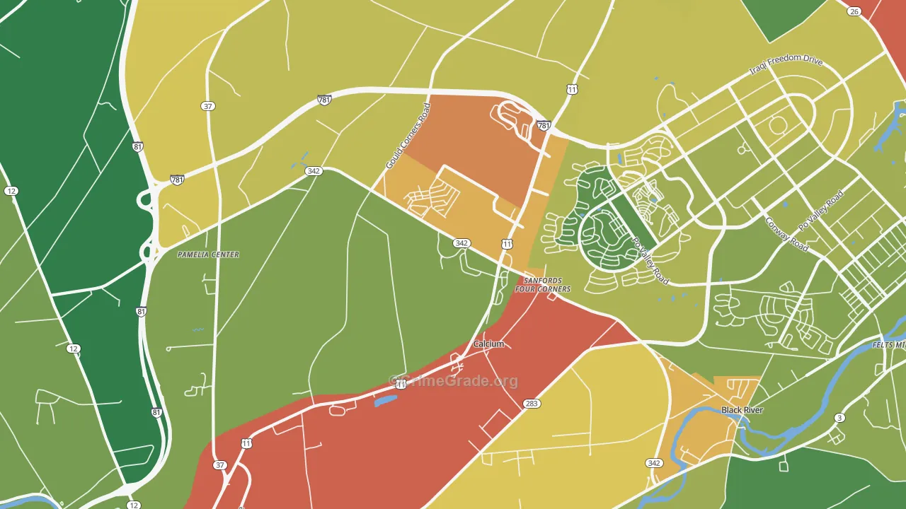 Calcium, NY Map of Drug-Related Crime Rates