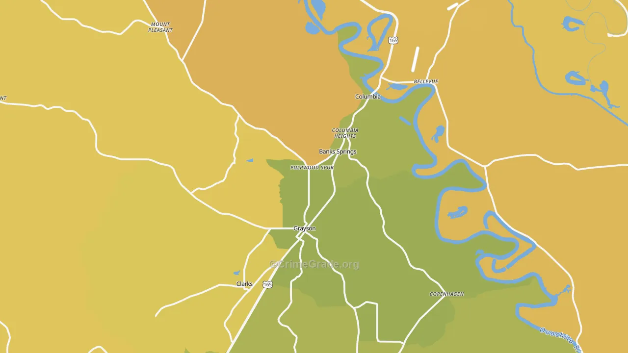 Caldwell Parish, LA Map of Drug-Related Crime Rates