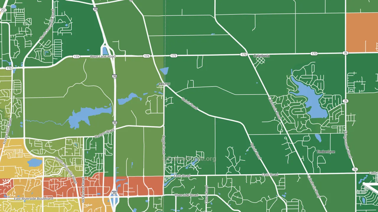 Caledonia, IL Map of Drug-Related Crime Rates