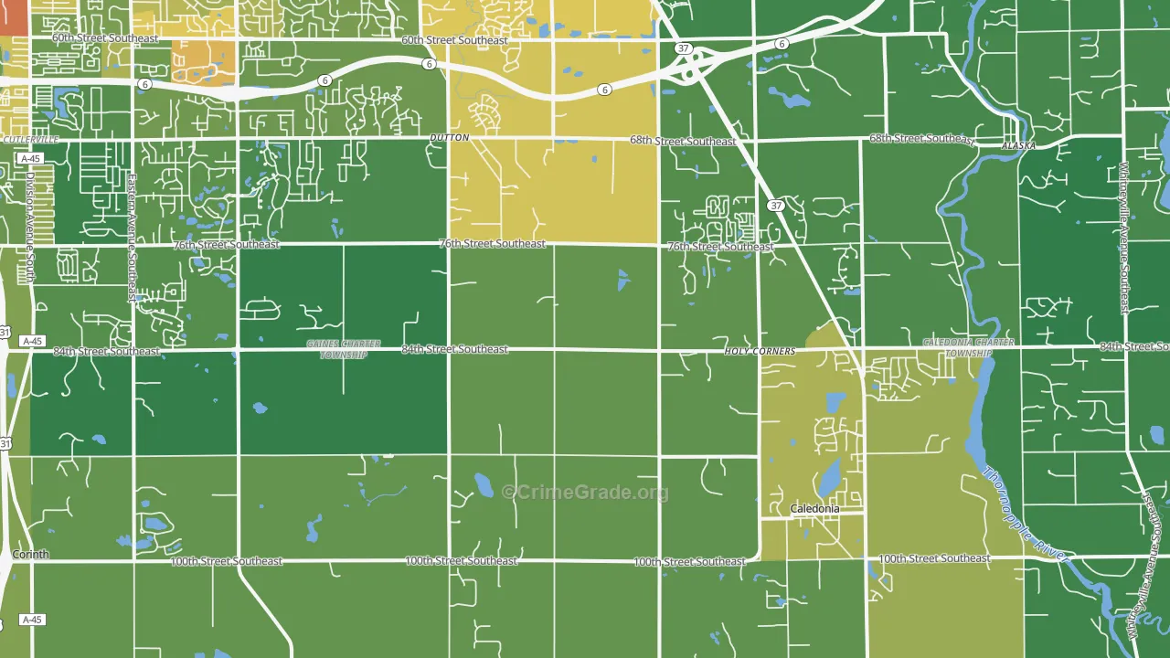 Caledonia, MI Map of Drug-Related Crime Rates