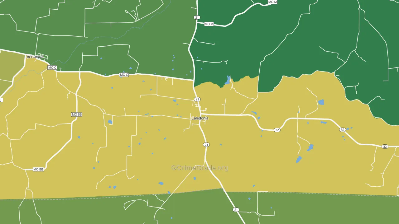 Caledonia, MO Map of Drug-Related Crime Rates