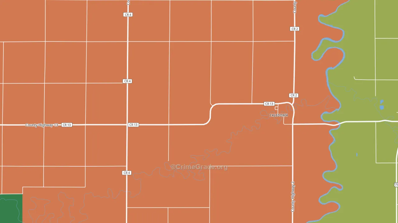 Caledonia, ND Map of Drug-Related Crime Rates