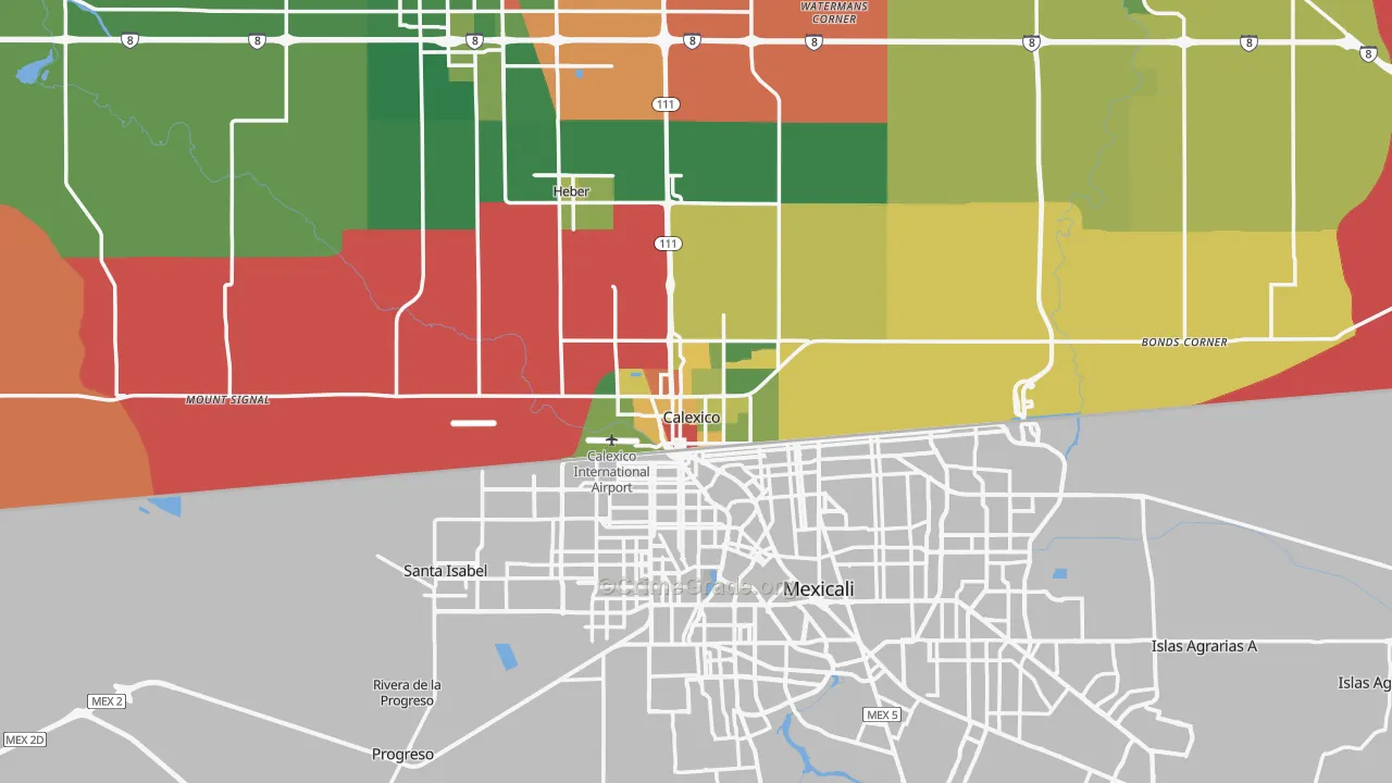 Calexico, CA Map of Drug-Related Crime Rates