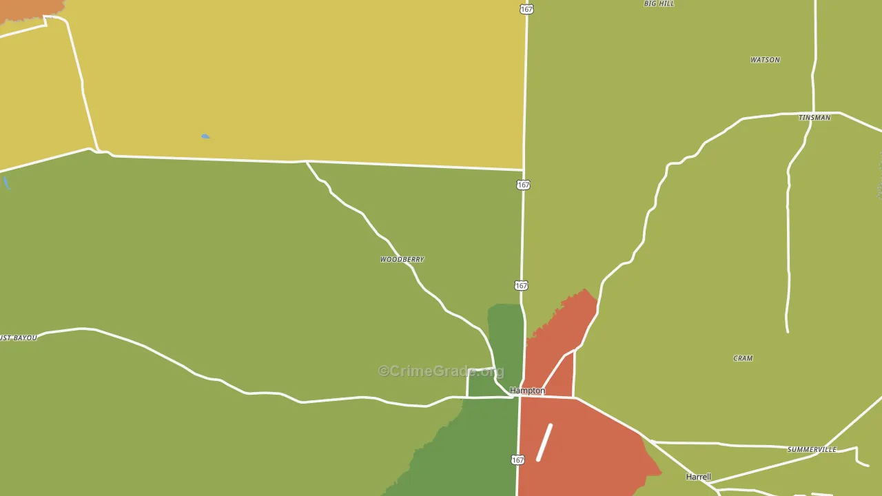 Calhoun County, AR Map of Drug-Related Crime Rates