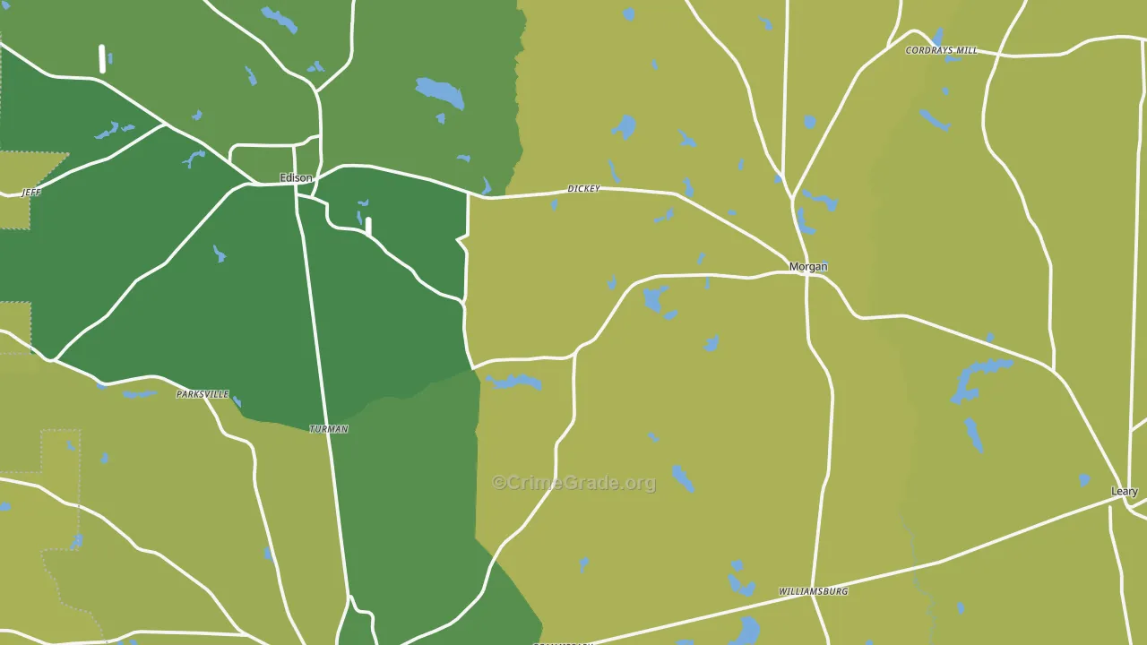 Calhoun County, GA Map of Drug-Related Crime Rates