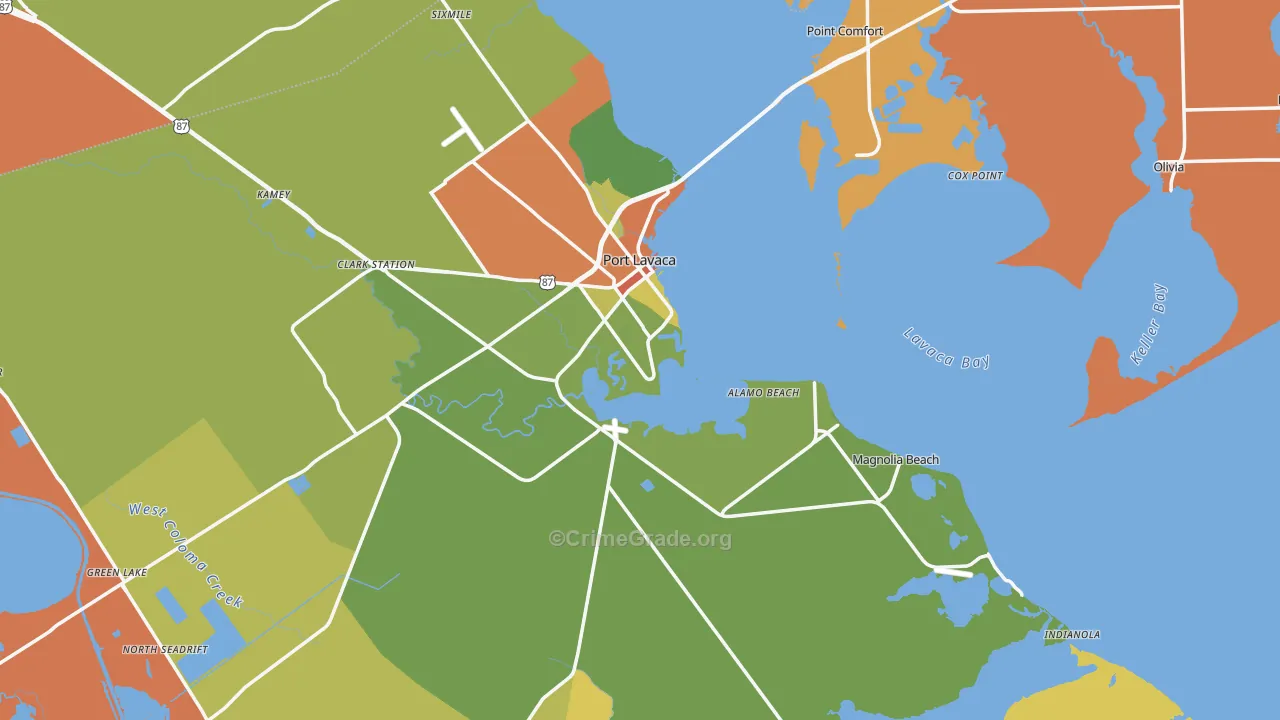 Calhoun County, TX Map of Drug-Related Crime Rates