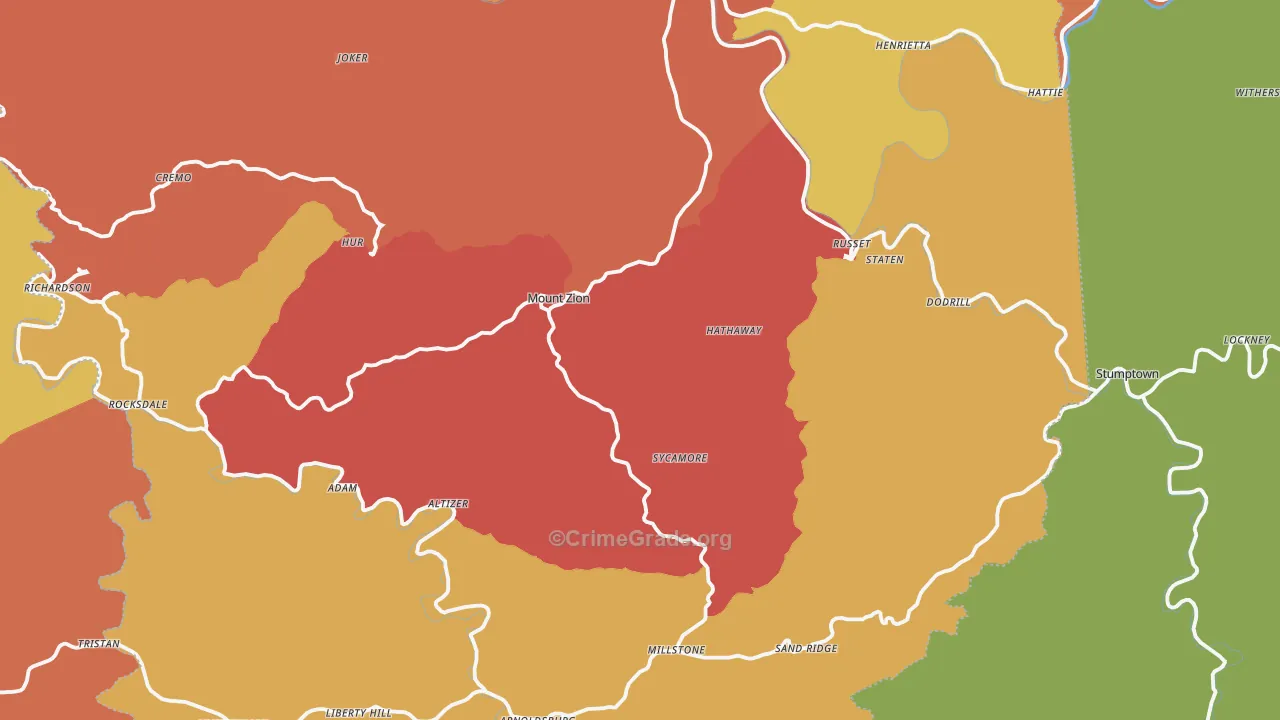 Calhoun County, WV Map of Drug-Related Crime Rates