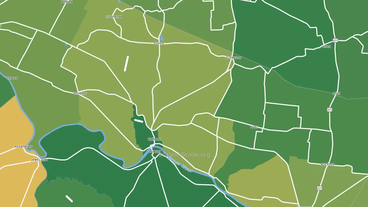 Calhoun, KY Map of Drug-Related Crime Rates