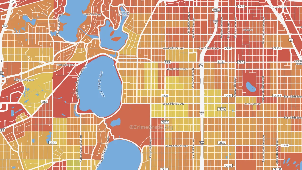 Calhoun, Minneapolis, MN Map of Drug-Related Crime Rates