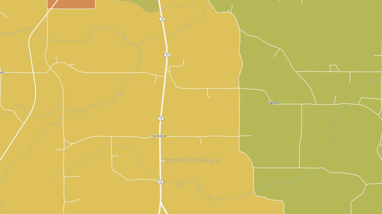 Calhoun, MS Map of Drug-Related Crime Rates