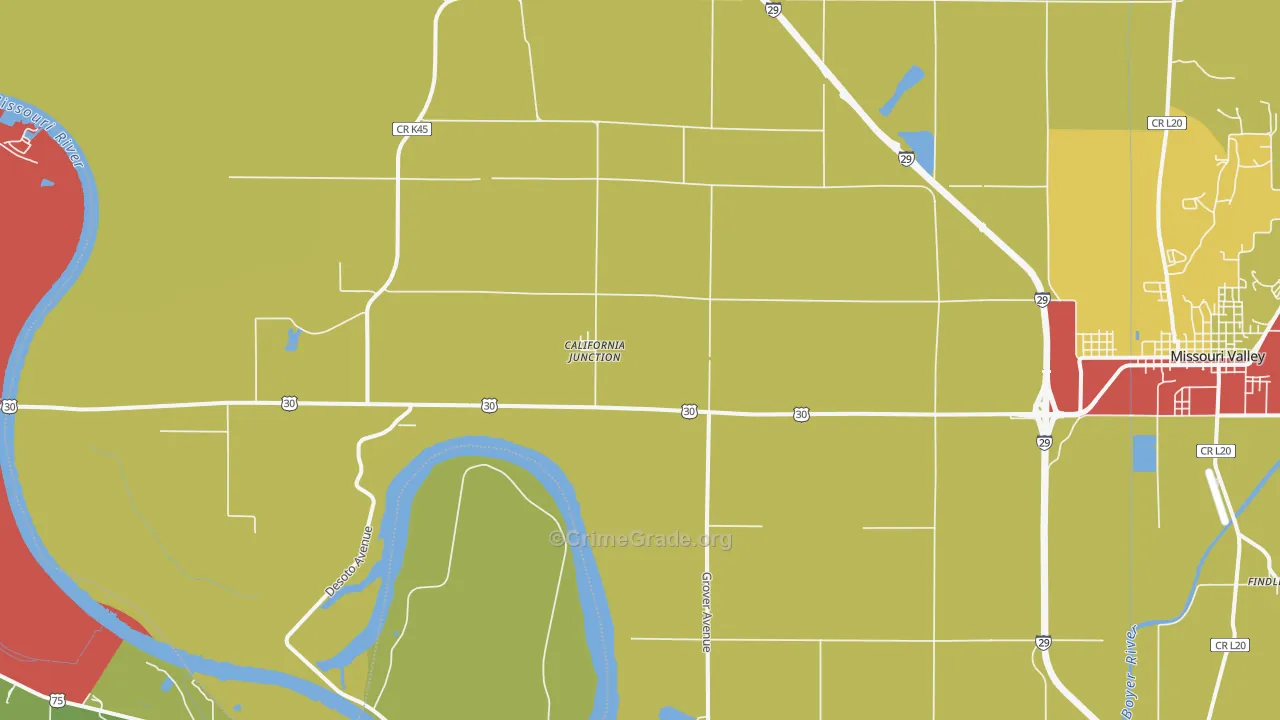 California Junction, IA Map of Drug-Related Crime Rates